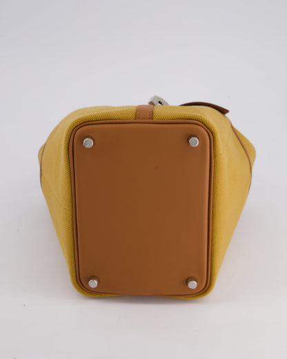 Hermes Picotin 18cm Pocket Cargo in Desert Toile Goeland Canvas and Gold Swift Leather with Palladium Hardware