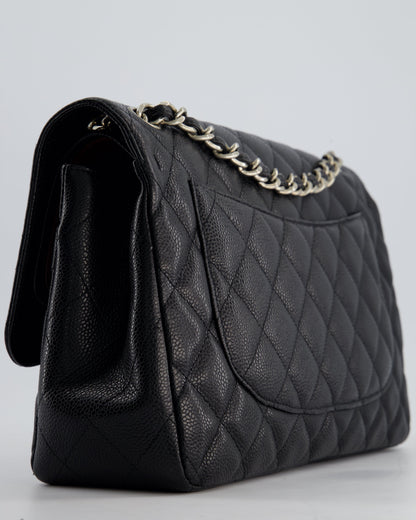 Chanel Black Jumbo Classic Double Flap Bag in Caviar Leather with Silver Hardware