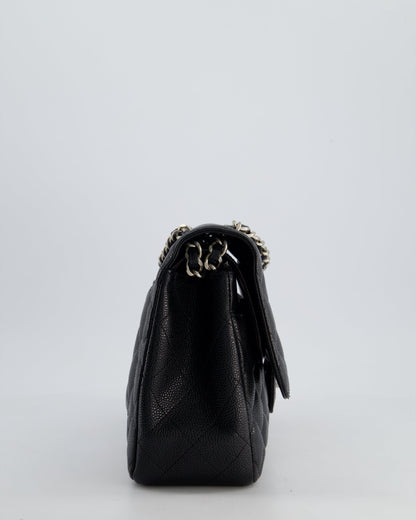 Chanel Black Jumbo Classic Double Flap Bag in Caviar Leather with Silver Hardware