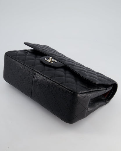 Chanel Black Jumbo Classic Double Flap Bag in Caviar Leather with Silver Hardware