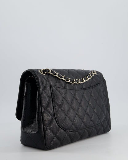 Chanel Black Jumbo Classic Double Flap Bag in Caviar Leather with Silver Hardware