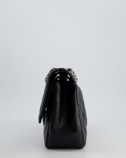 Chanel Black Jumbo Classic Double Flap Bag in Caviar Leather with Silver Hardware