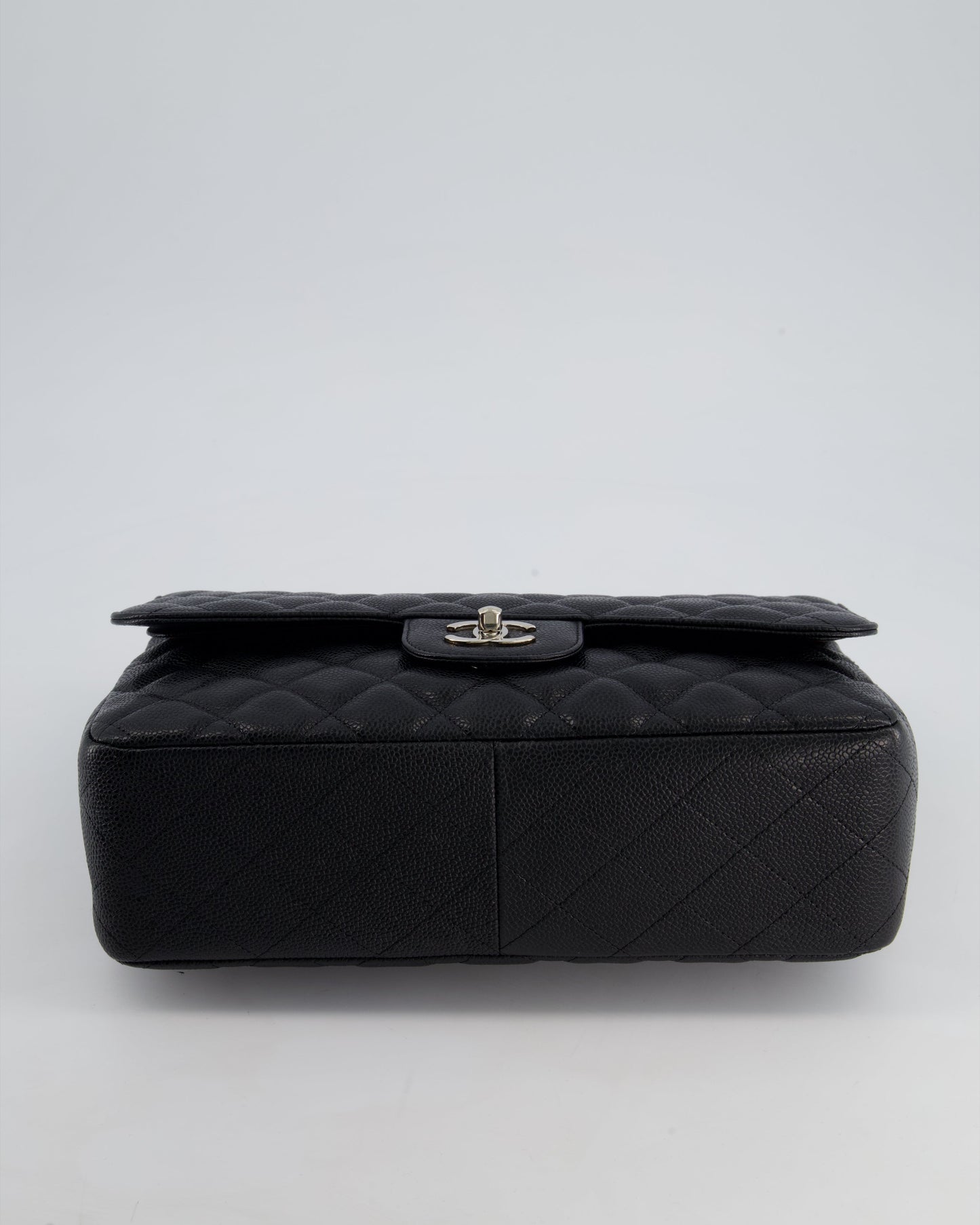 Chanel Black Jumbo Classic Double Flap Bag in Caviar Leather with Silver Hardware