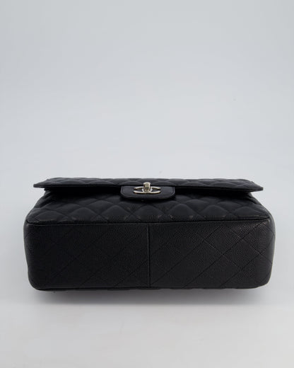 Chanel Black Jumbo Classic Double Flap Bag in Caviar Leather with Silver Hardware