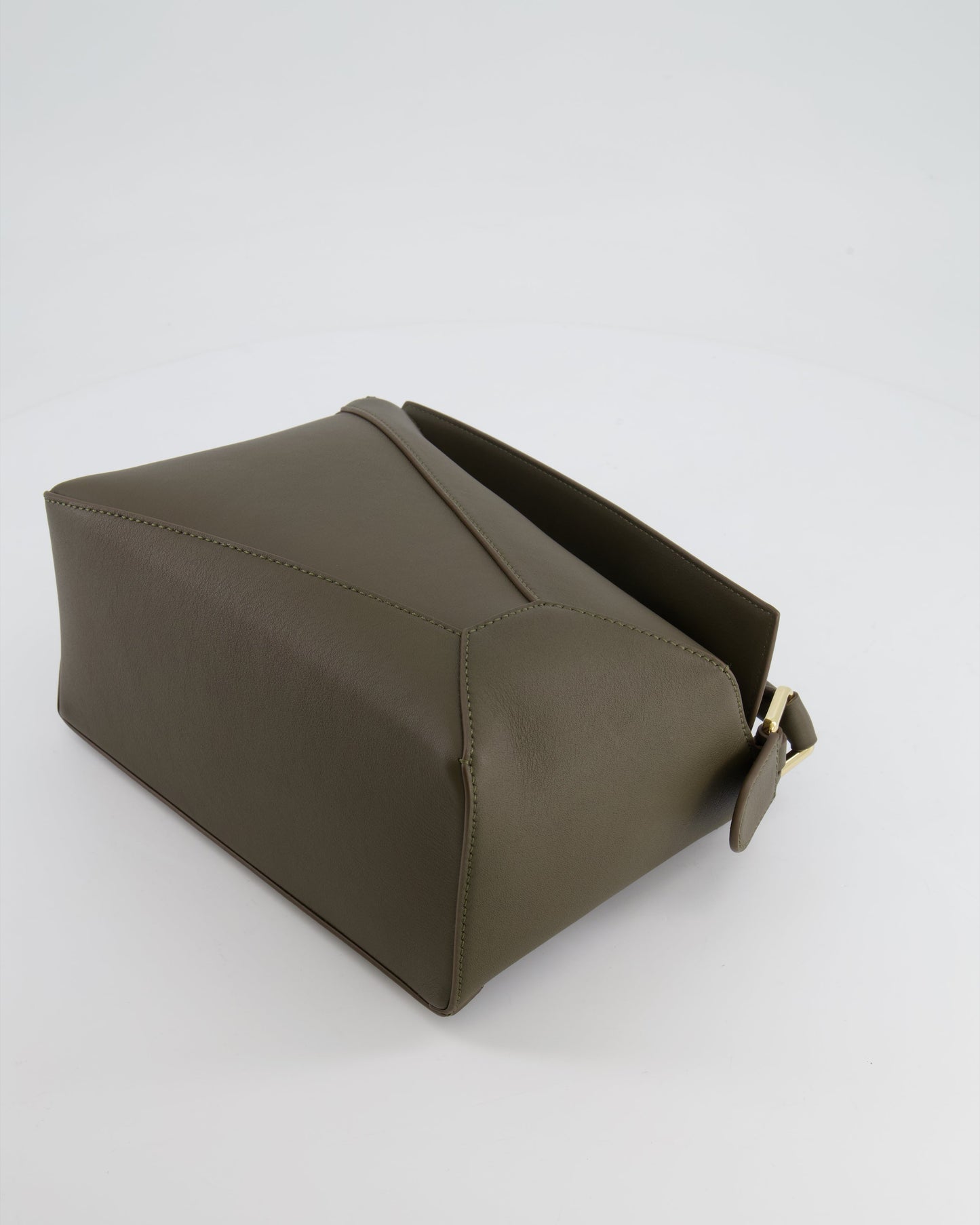 Loewe Small Puzzle Edge Bag in Dark Khaki Smooth Calfskin Leather with Gold Hardware RRP £2,700