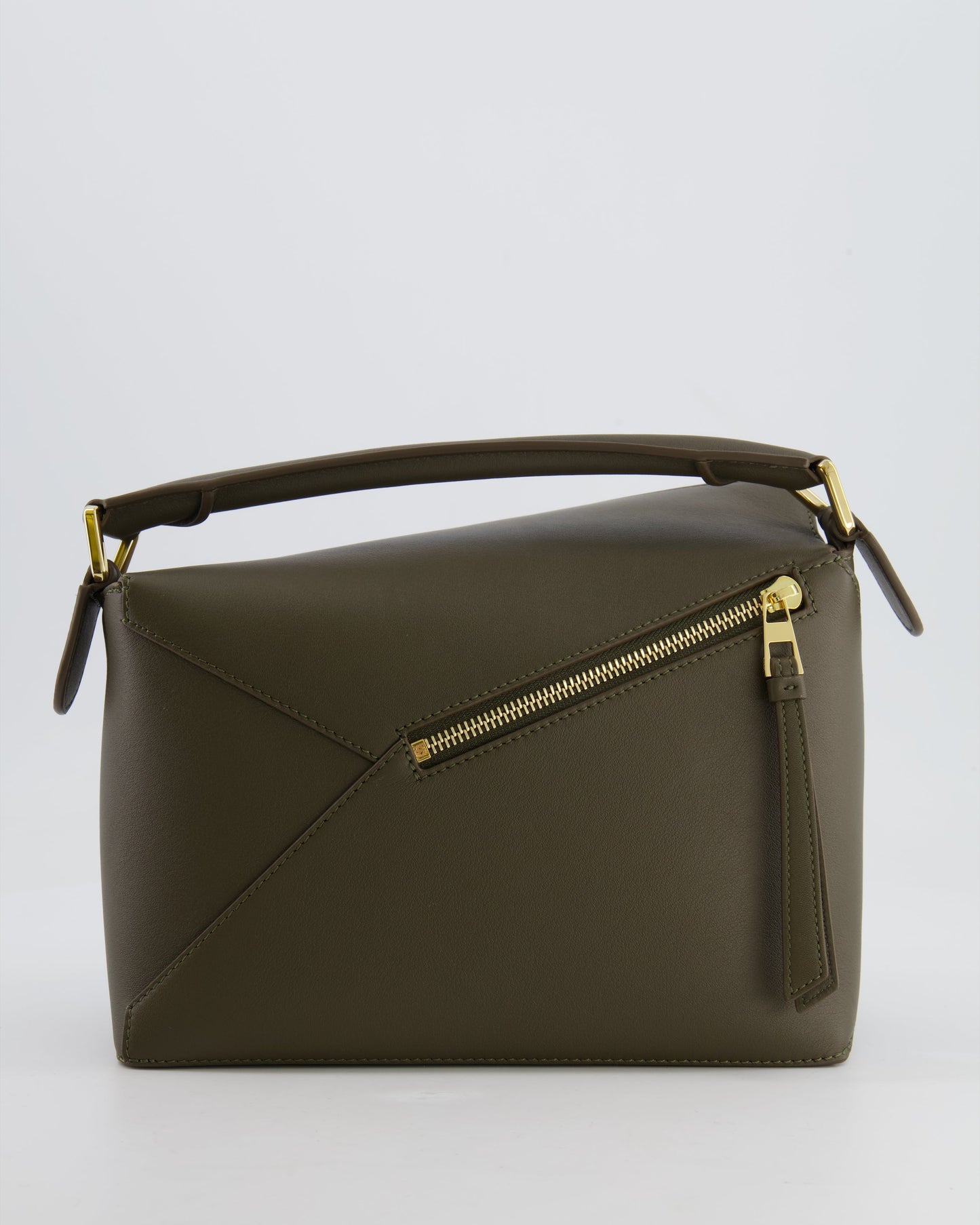 Loewe Small Puzzle Edge Bag in Dark Khaki Smooth Calfskin Leather with Gold Hardware RRP £2,700