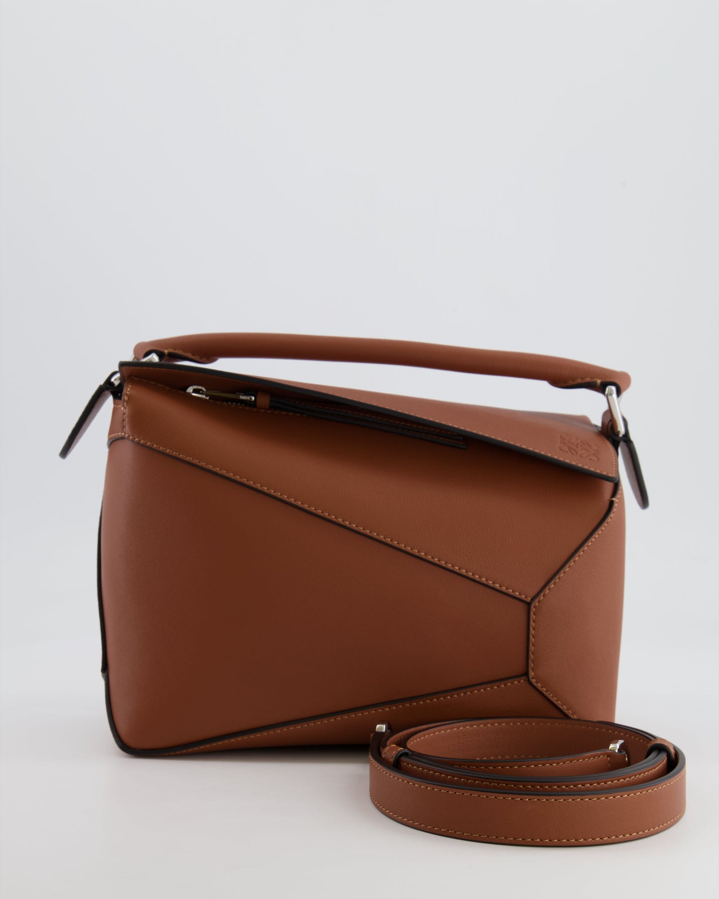 Loewe Small Puzzle Edge Bag in Brown Smooth Calfskin Leather with Silver Hardware RRP £2,700