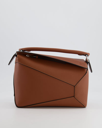 Loewe Small Puzzle Edge Bag in Brown Smooth Calfskin Leather with Silver Hardware RRP £2,700