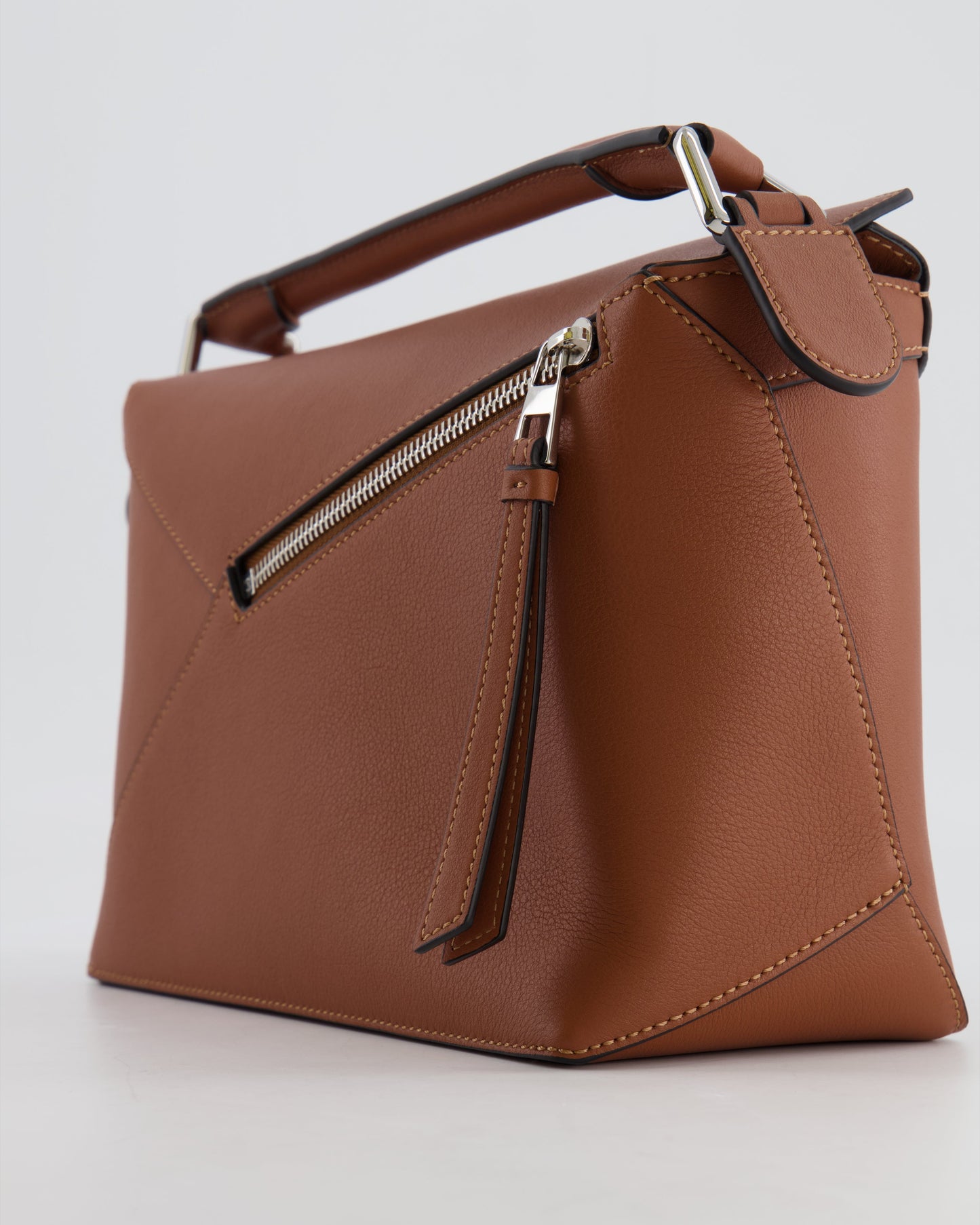 Loewe Small Puzzle Edge Bag in Brown Smooth Calfskin Leather with Silver Hardware RRP £2,700
