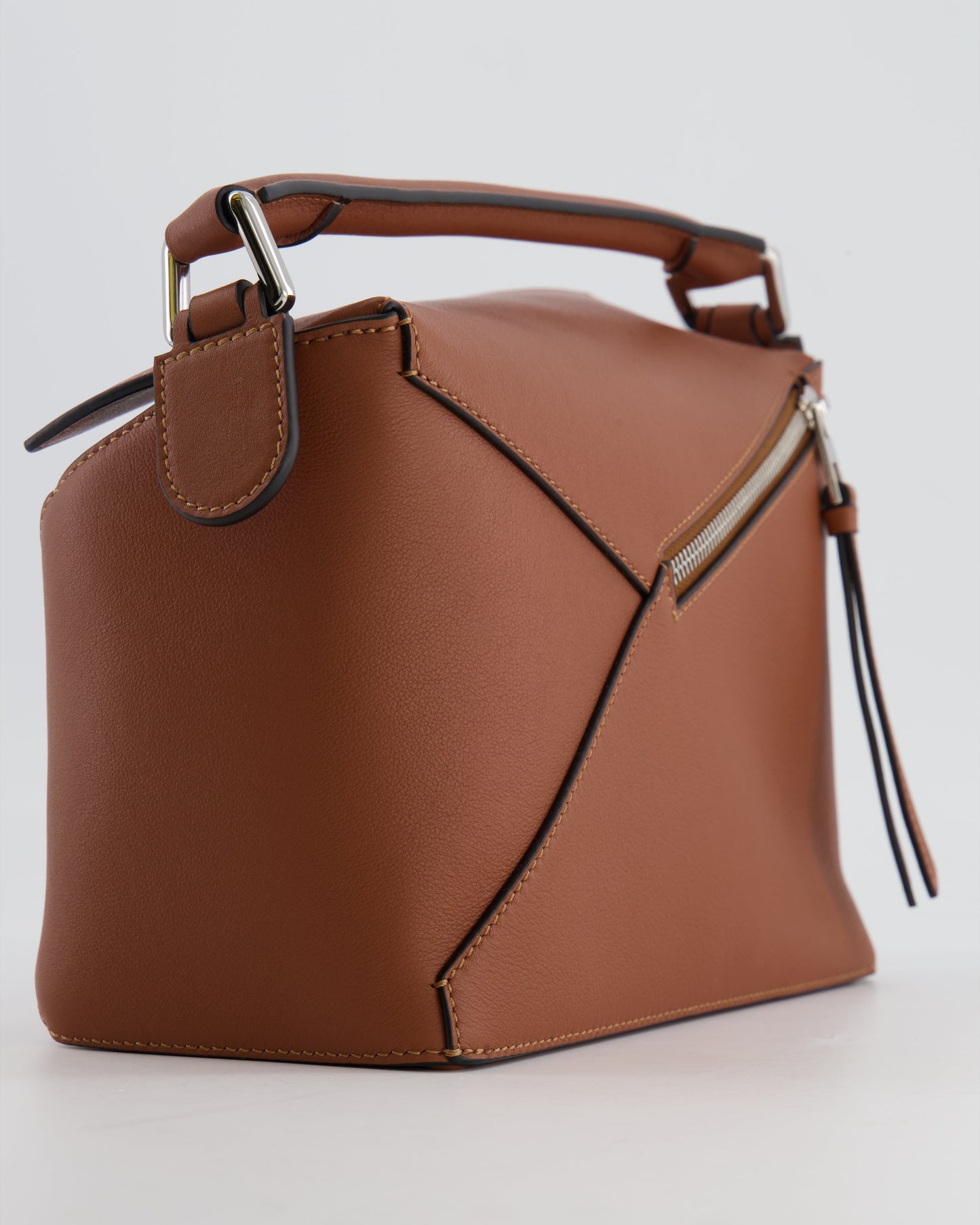 Loewe Small Puzzle Edge Bag in Brown Smooth Calfskin Leather with Silver Hardware RRP £2,700