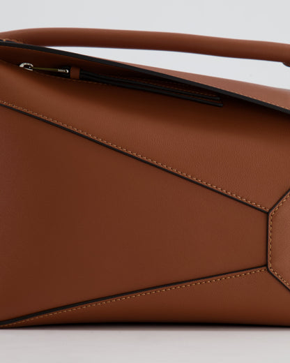 Loewe Small Puzzle Edge Bag in Brown Smooth Calfskin Leather with Silver Hardware RRP £2,700