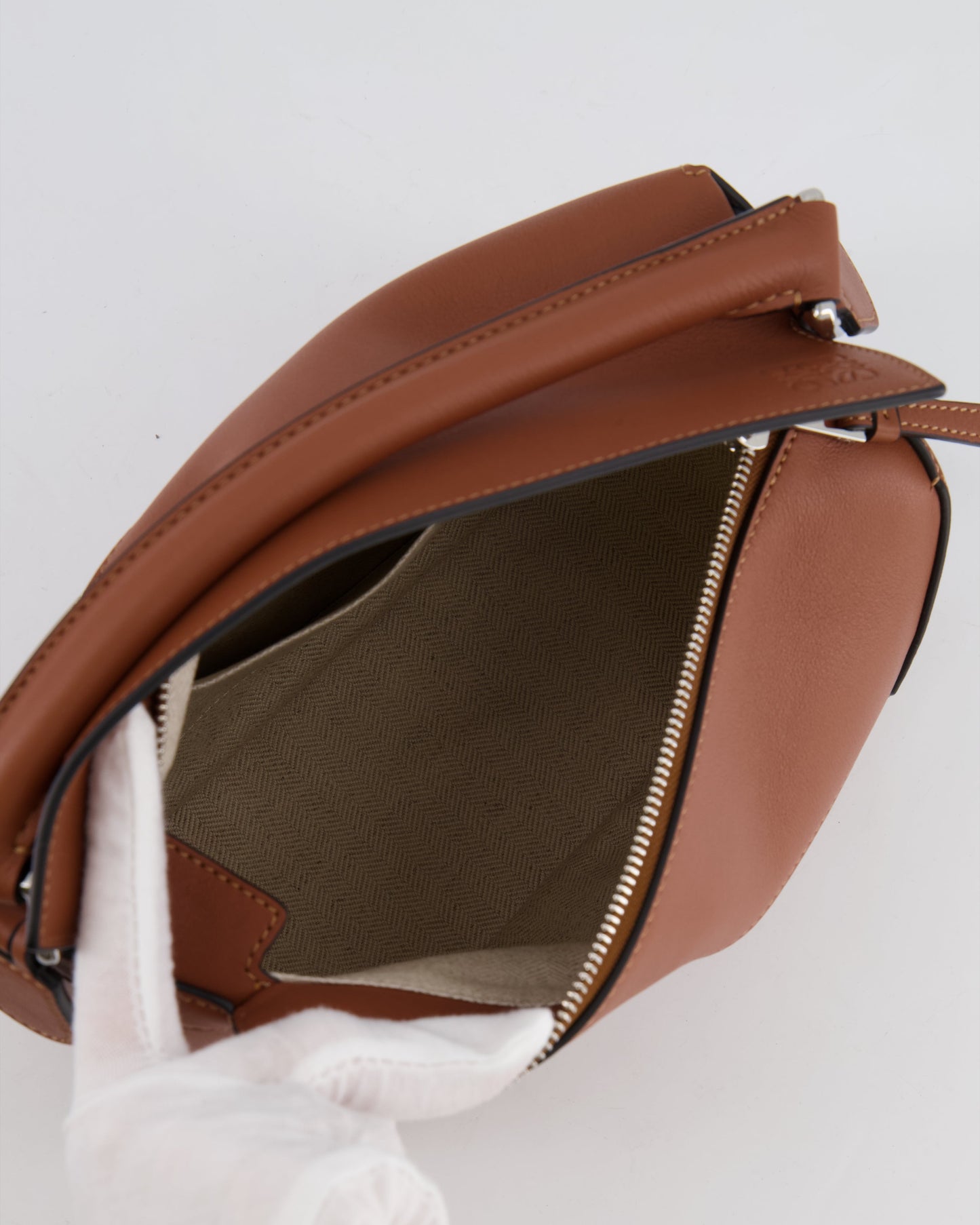 Loewe Small Puzzle Edge Bag in Brown Smooth Calfskin Leather with Silver Hardware RRP £2,700