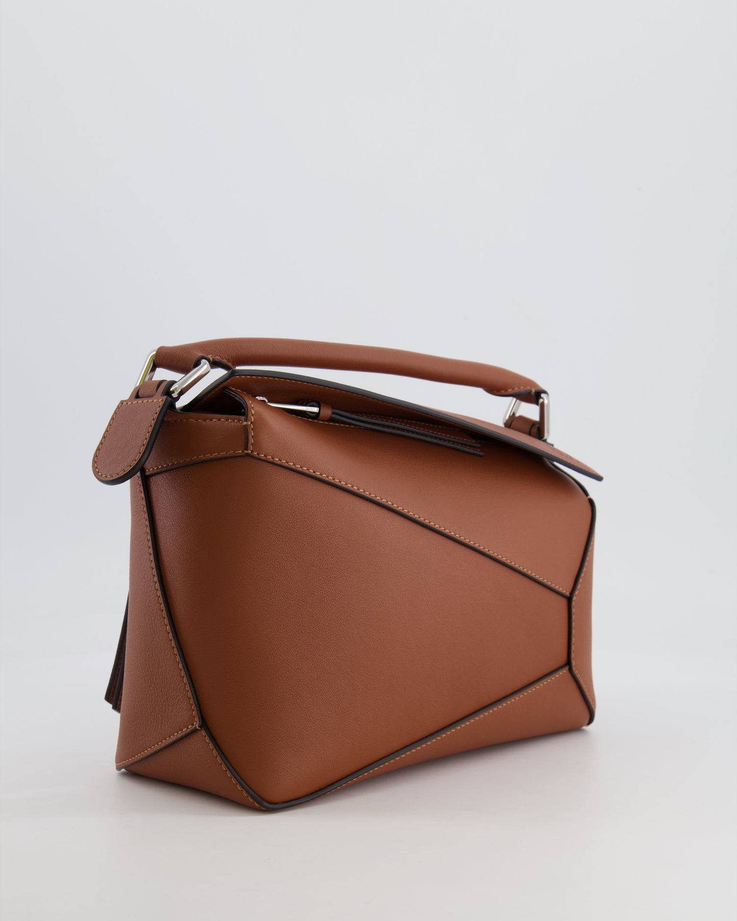 Loewe Small Puzzle Edge Bag in Brown Smooth Calfskin Leather with Silver Hardware RRP £2,700