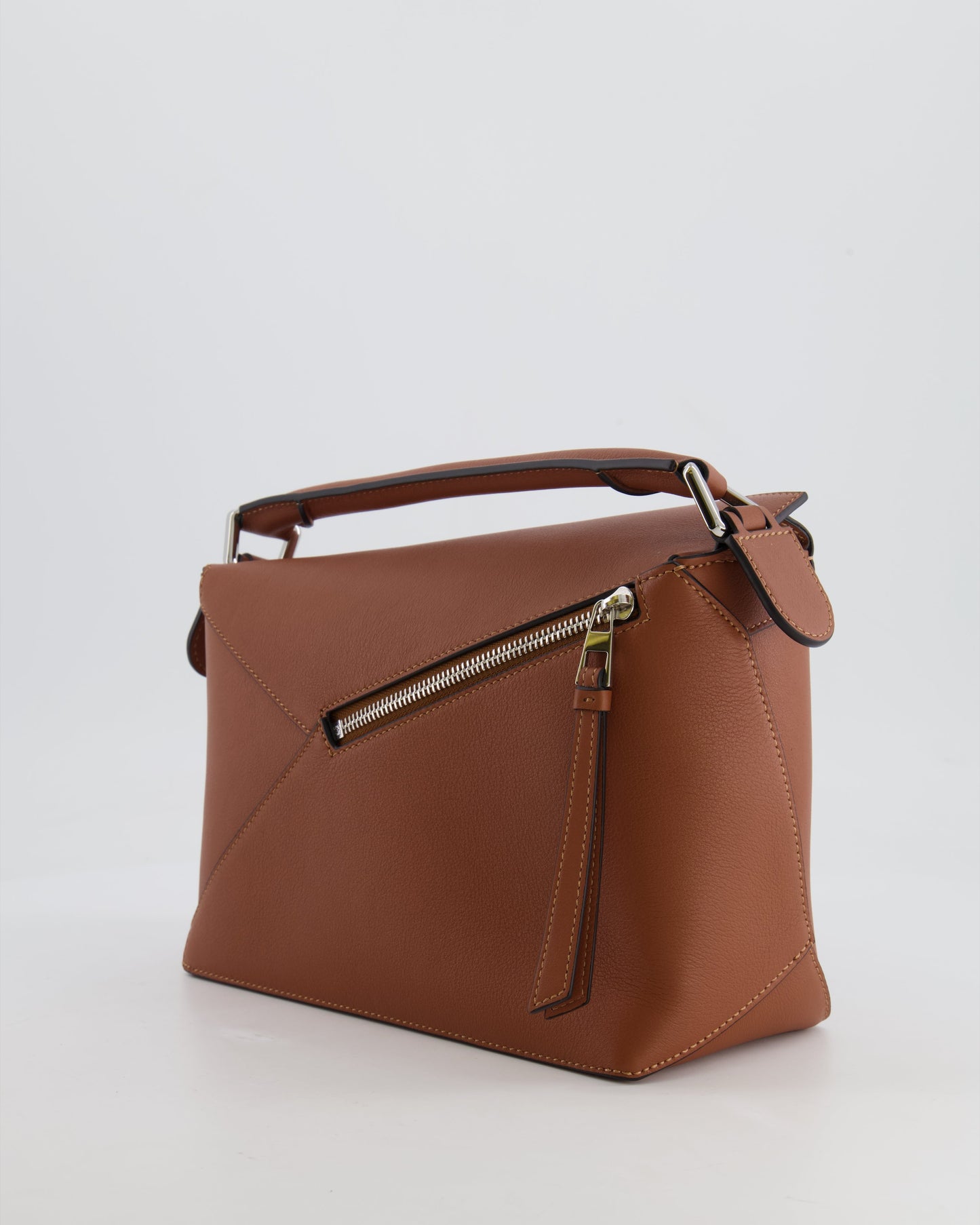 Loewe Small Puzzle Edge Bag in Brown Smooth Calfskin Leather with Silver Hardware RRP £2,700