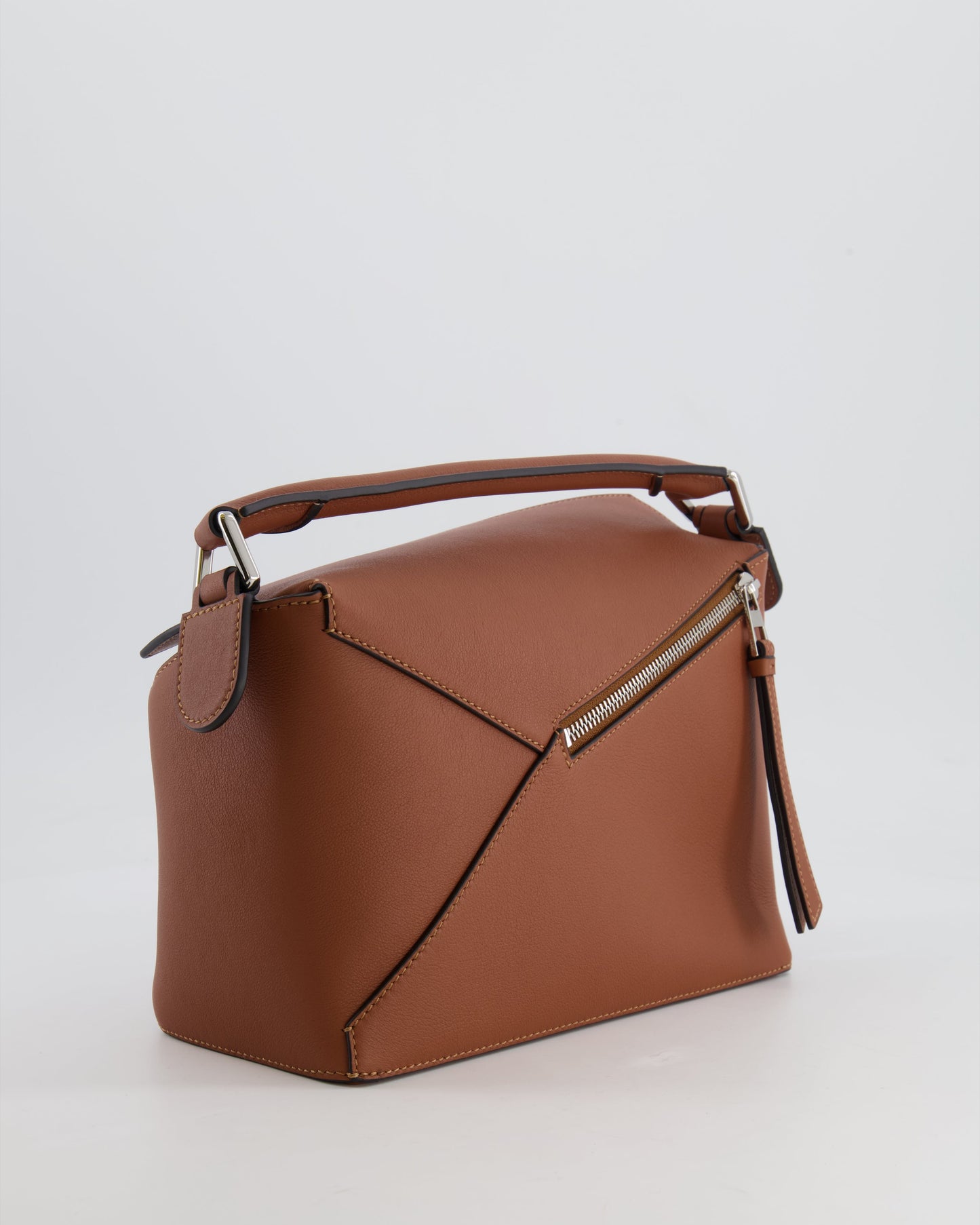 Loewe Small Puzzle Edge Bag in Brown Smooth Calfskin Leather with Silver Hardware RRP £2,700
