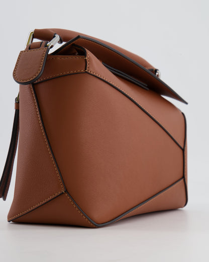 Loewe Small Puzzle Edge Bag in Brown Smooth Calfskin Leather with Silver Hardware RRP £2,700