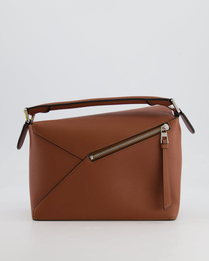 Loewe Small Puzzle Edge Bag in Brown Smooth Calfskin Leather with Silver Hardware RRP £2,700