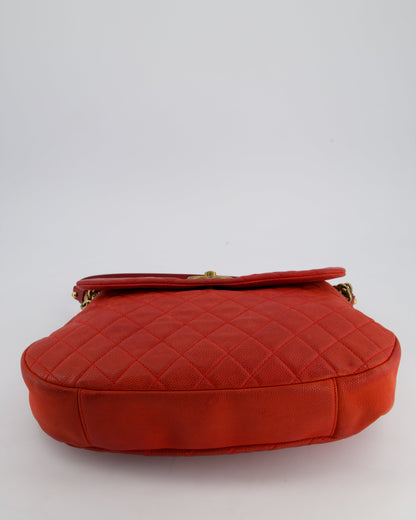 Chanel Red Country Chic Bag in Brushed Caviar Leather with Aged Gold Hardware
