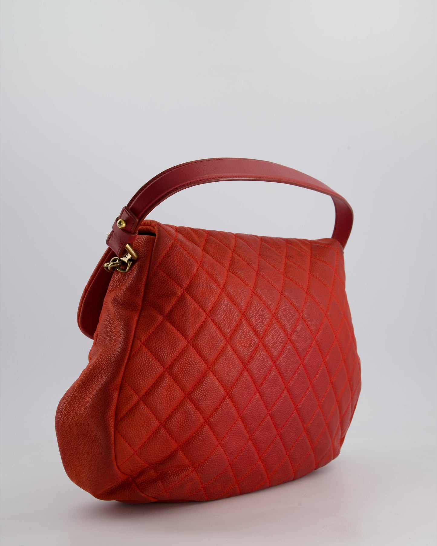 Chanel Red Country Chic Bag in Brushed Caviar Leather with Aged Gold Hardware