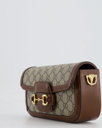Gucci Beige and Brown Leather Horsebit 1955 Small Shoulder Bag with Gold Hardware RRP £2,130