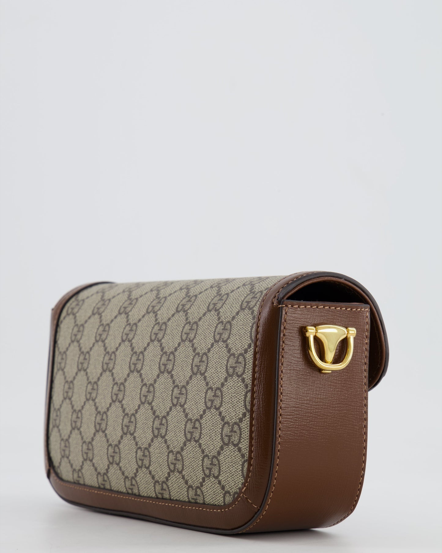 Gucci Beige and Brown Leather Horsebit 1955 Small Shoulder Bag with Gold Hardware RRP £2,130