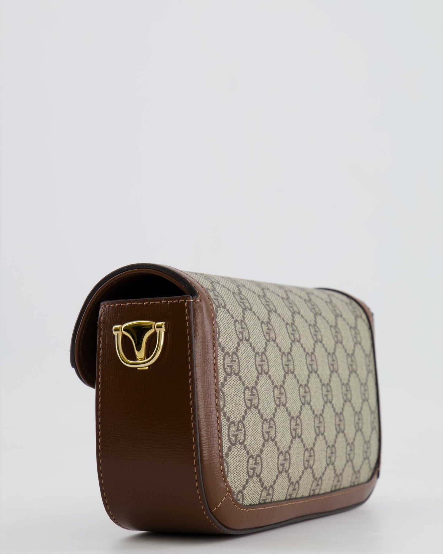 Gucci Beige and Brown Leather Horsebit 1955 Small Shoulder Bag with Gold Hardware RRP £2,130