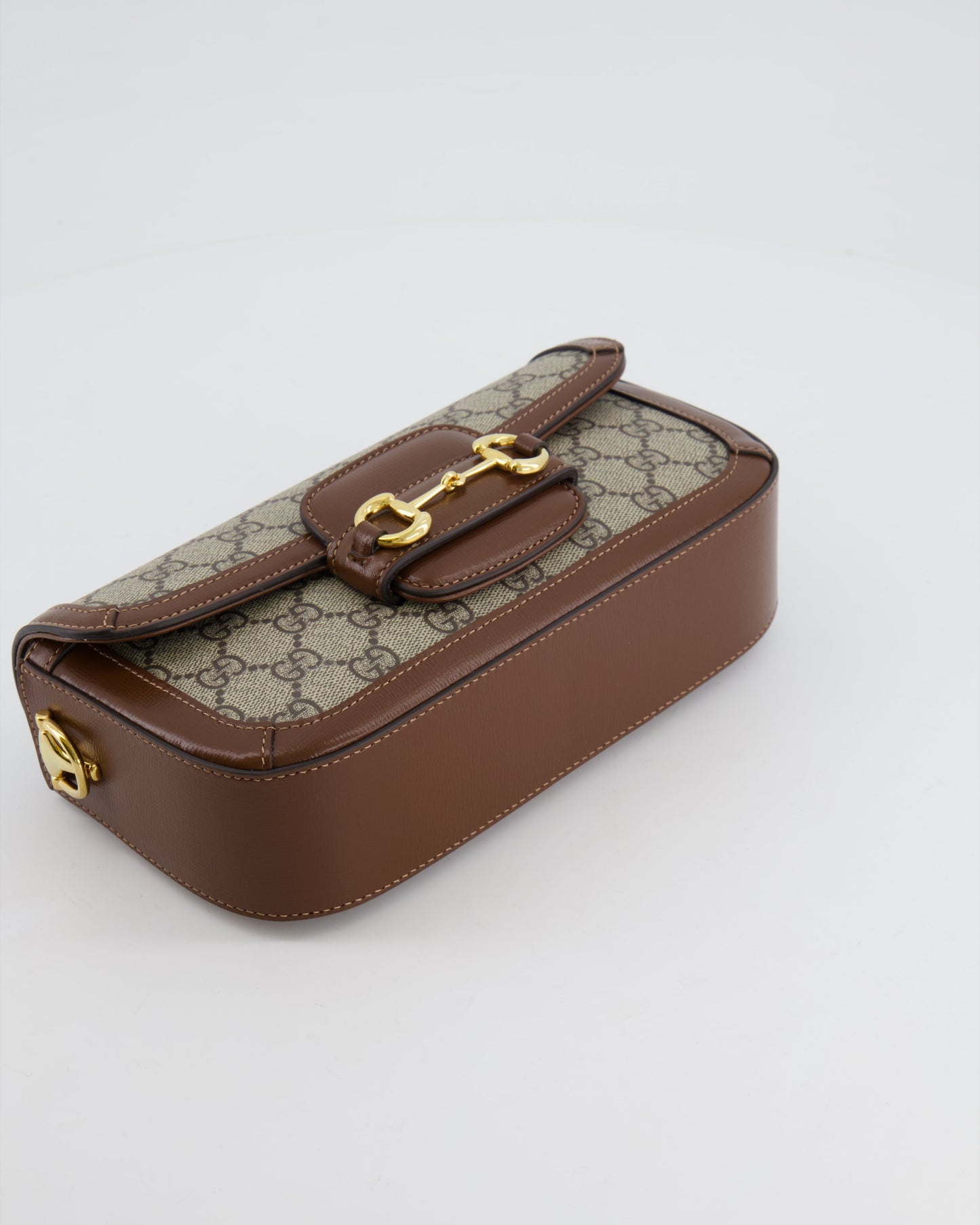 Gucci Beige and Brown Leather Horsebit 1955 Small Shoulder Bag with Gold Hardware RRP £2,130