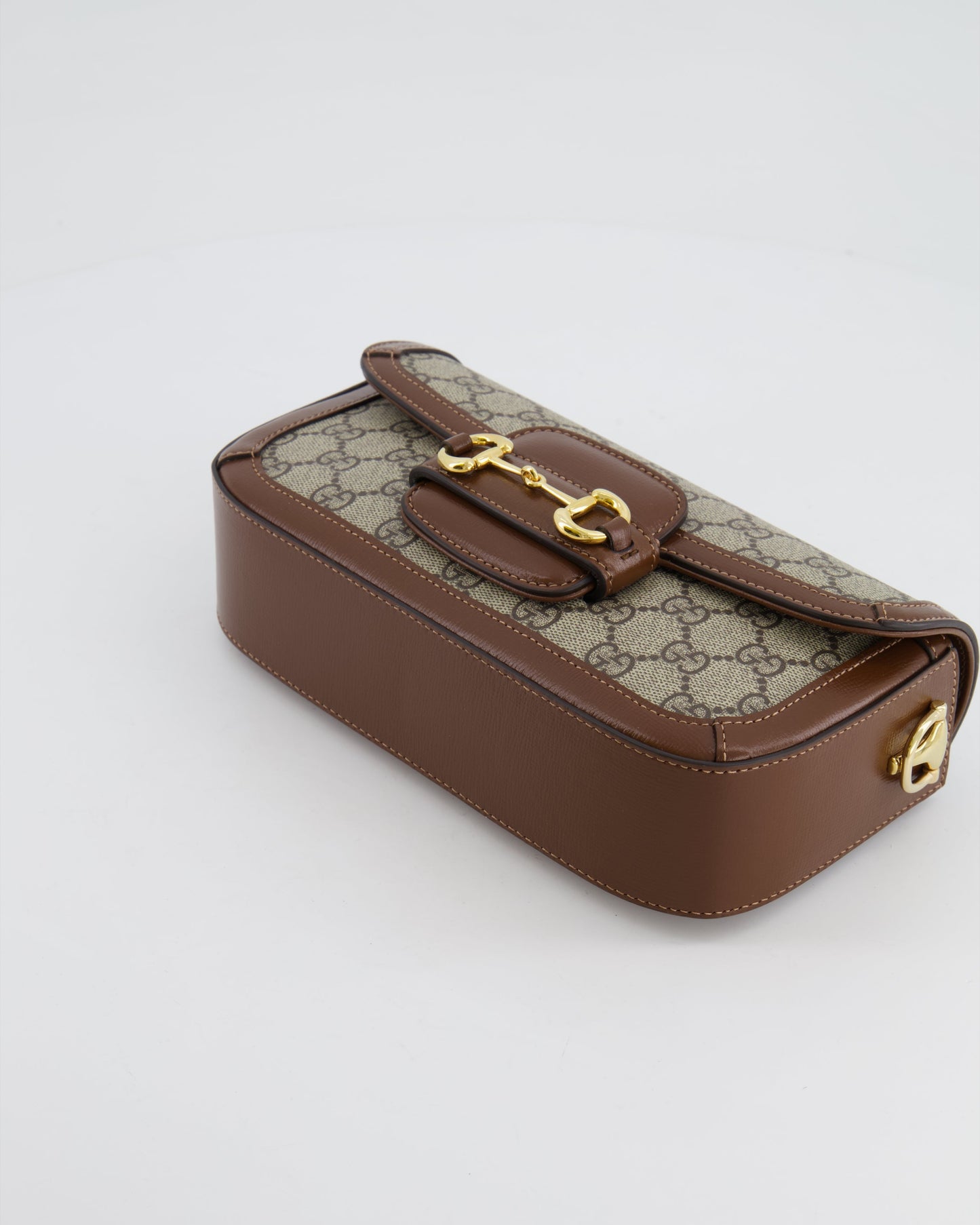 Gucci Beige and Brown Leather Horsebit 1955 Small Shoulder Bag with Gold Hardware RRP £2,130