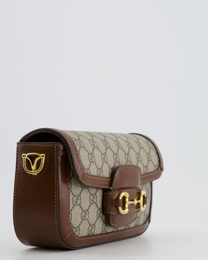 Gucci Beige and Brown Leather Horsebit 1955 Small Shoulder Bag with Gold Hardware RRP £2,130