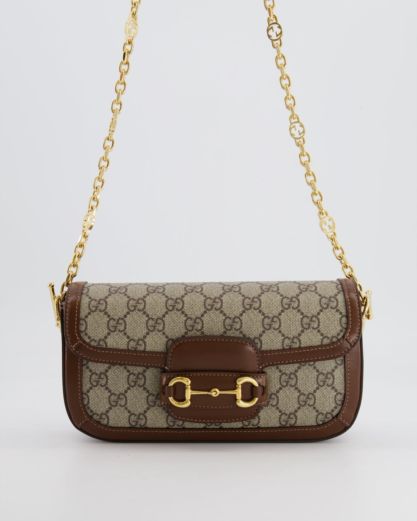 Gucci Beige and Brown Leather Horsebit 1955 Small Shoulder Bag with Gold Hardware RRP £2,130