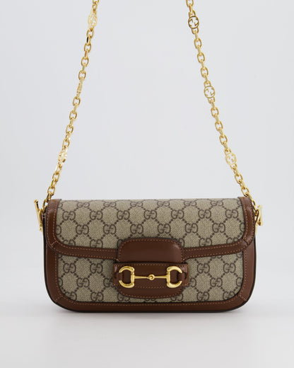 Gucci Beige and Brown Leather Horsebit 1955 Small Shoulder Bag with Gold Hardware RRP £2,130