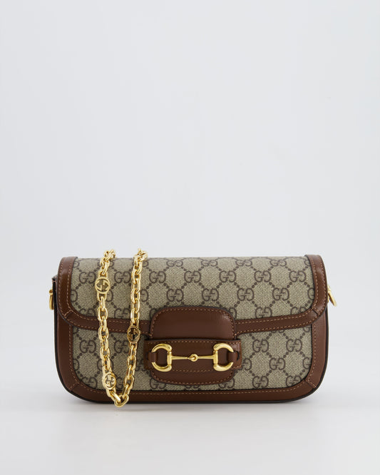 Gucci Beige and Brown Leather Horsebit 1955 Small Shoulder Bag with Gold Hardware RRP £2,130