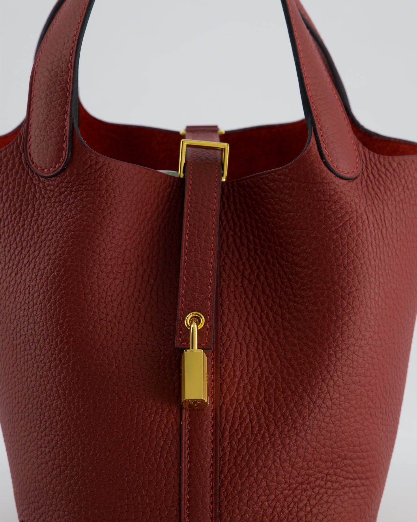*HOT & RARE* Hermès Picotin Lock Bag 18cm in Rouge H Clemence Leather with Gold Hardware