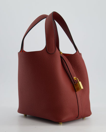 *HOT & RARE* Hermès Picotin Lock Bag 18cm in Rouge H Clemence Leather with Gold Hardware