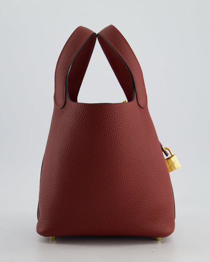 *HOT & RARE* Hermès Picotin Lock Bag 18cm in Rouge H Clemence Leather with Gold Hardware