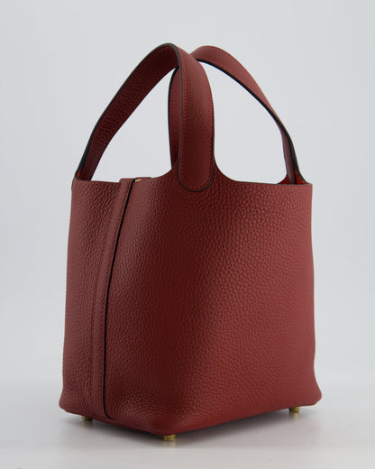 *HOT & RARE* Hermès Picotin Lock Bag 18cm in Rouge H Clemence Leather with Gold Hardware