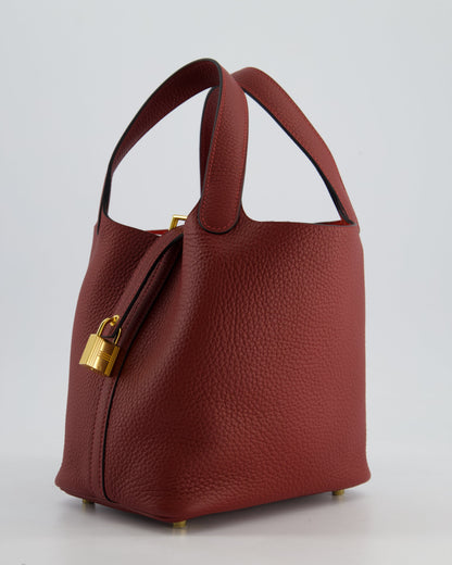 *HOT & RARE* Hermès Picotin Lock Bag 18cm in Rouge H Clemence Leather with Gold Hardware
