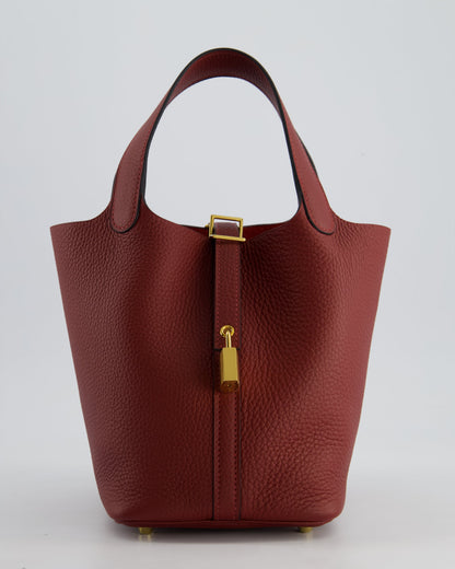 *HOT & RARE* Hermès Picotin Lock Bag 18cm in Rouge H Clemence Leather with Gold Hardware