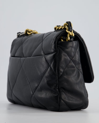 Chanel 19 Small Flap Bag in Black Goatskin Leather with Tricolour Hardware