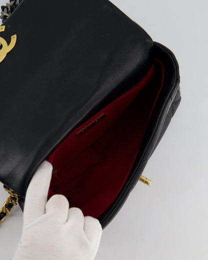 Chanel 19 Small Flap Bag in Black Goatskin Leather with Tricolour Hardware