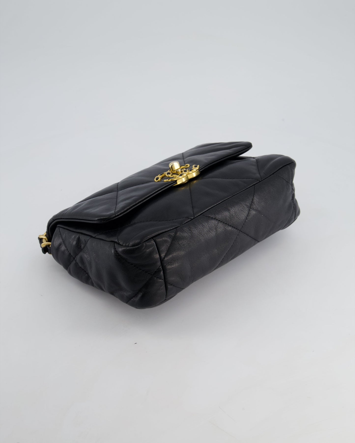 Chanel 19 Small Flap Bag in Black Goatskin Leather with Tricolour Hardware