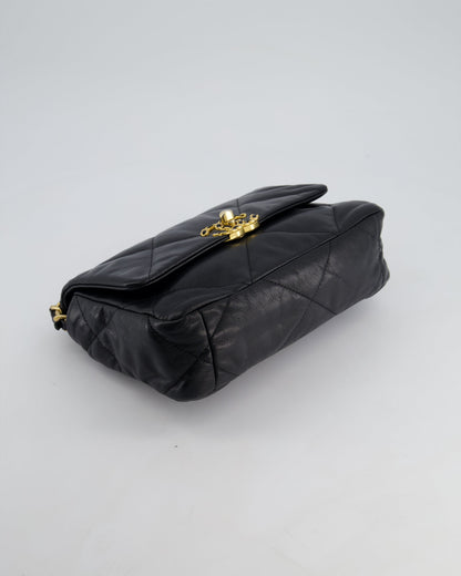 Chanel 19 Small Flap Bag in Black Goatskin Leather with Tricolour Hardware