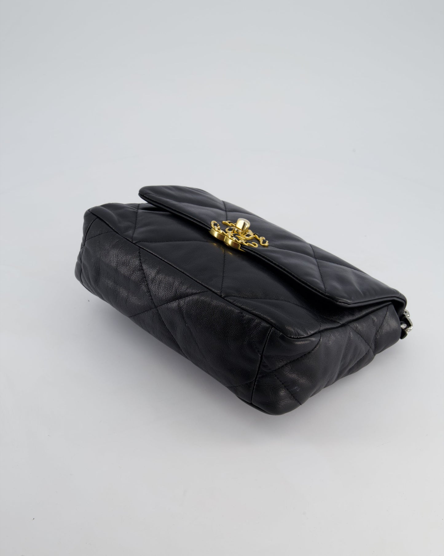 Chanel 19 Small Flap Bag in Black Goatskin Leather with Tricolour Hardware