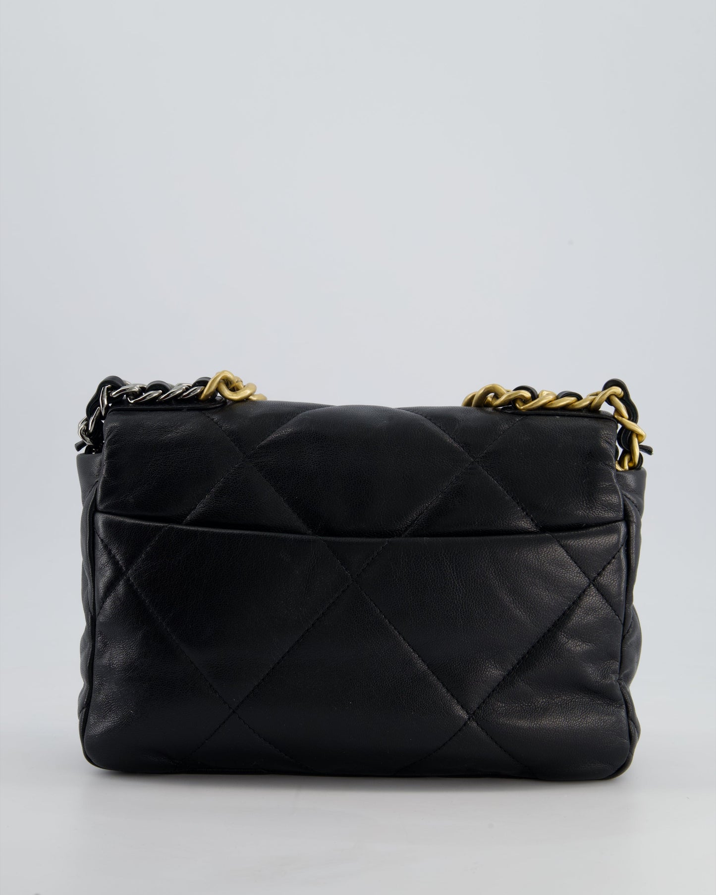 Chanel 19 Small Flap Bag in Black Goatskin Leather with Tricolour Hardware