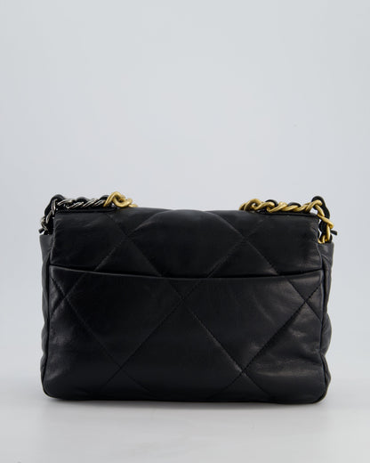 Chanel 19 Small Flap Bag in Black Goatskin Leather with Tricolour Hardware