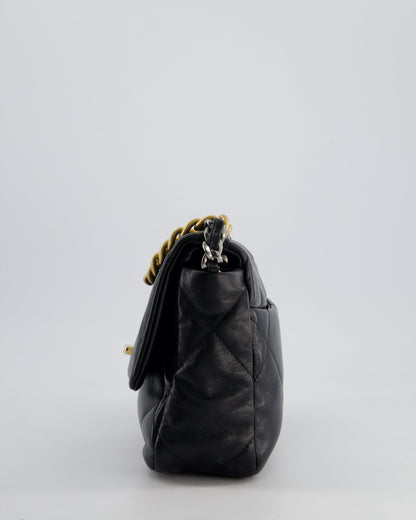 Chanel 19 Small Flap Bag in Black Goatskin Leather with Tricolour Hardware