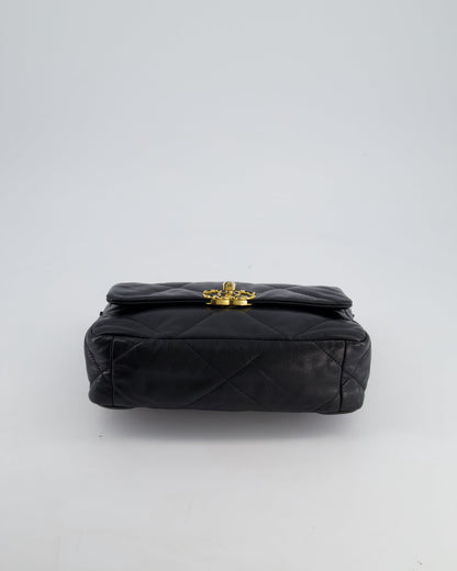 Chanel 19 Small Flap Bag in Black Goatskin Leather with Tricolour Hardware