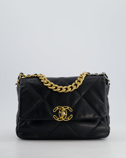 Chanel 19 Small Flap Bag in Black Goatskin Leather with Tricolour Hardware