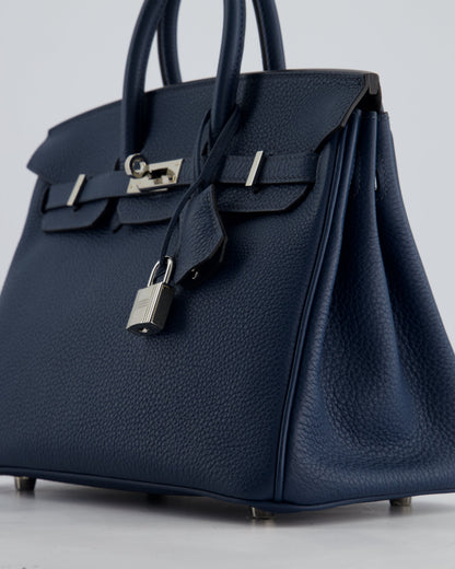 *HOT* Hermès Birkin Retourne 25cm Bag in Bleu De Prusse Togo Leather with Palladium Hardware