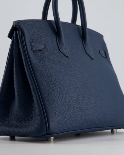 *HOT* Hermès Birkin Retourne 25cm Bag in Bleu De Prusse Togo Leather with Palladium Hardware